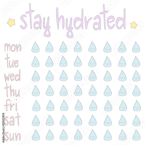 cute vector stay hydrated printable planner

