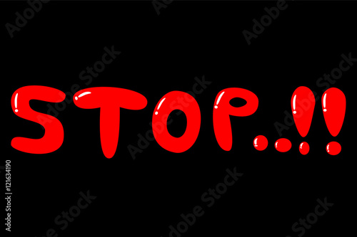 Simple vector Sign - Stop, at black background 