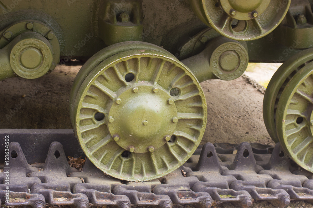 Detail of WWII Military Tank Caterpillar Close up