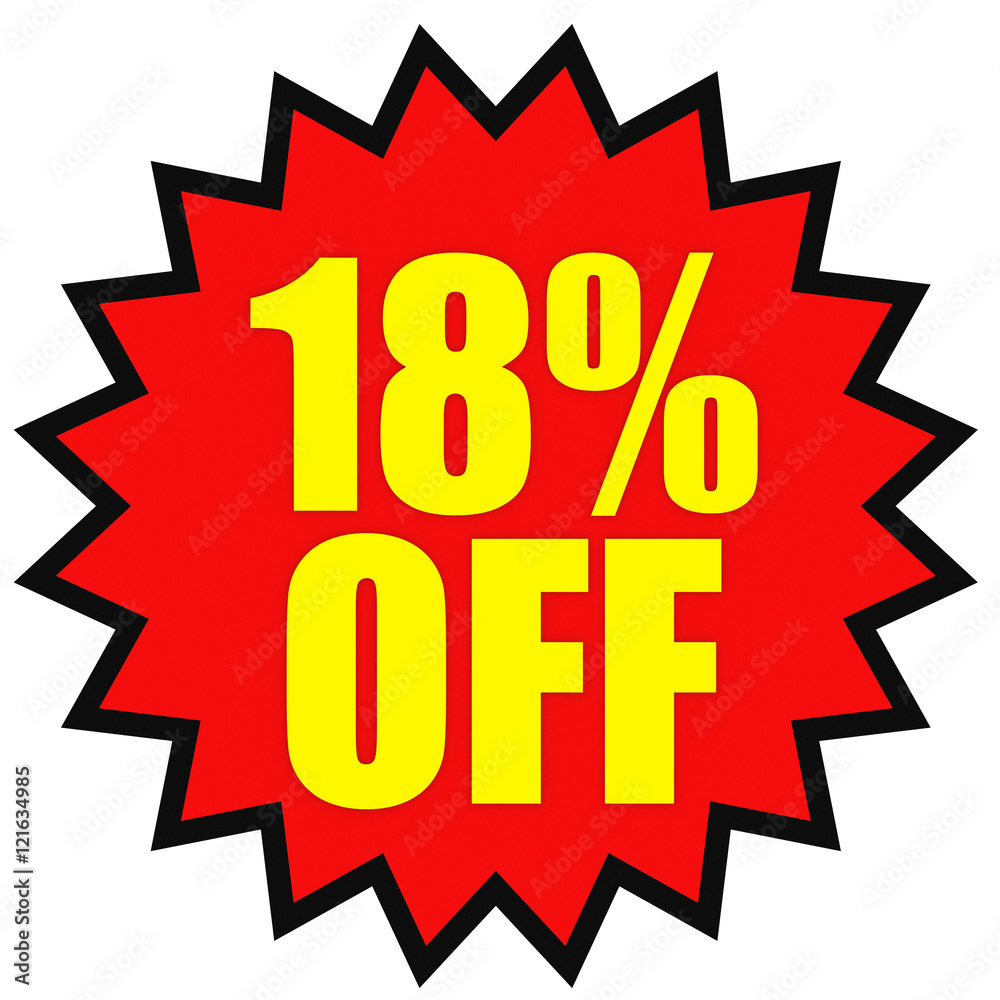 Discount 18 percent off. 3D illustration on white background. Discount 18 percent off. 3D illustration on white background.