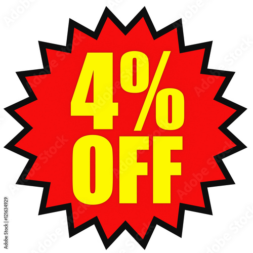 Discount 4 percent off. 3D illustration on white background.