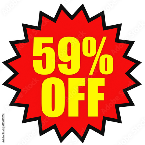 Discount 59 percent off. 3D illustration on white background.