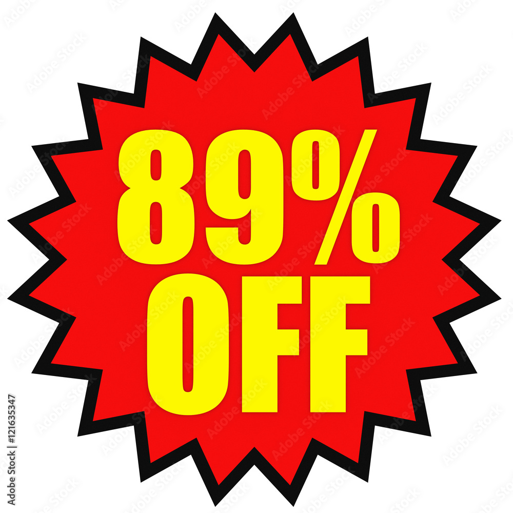 Discount 89 percent off. 3D illustration on white background. Discount 89 percent off. 3D illustration on white background.