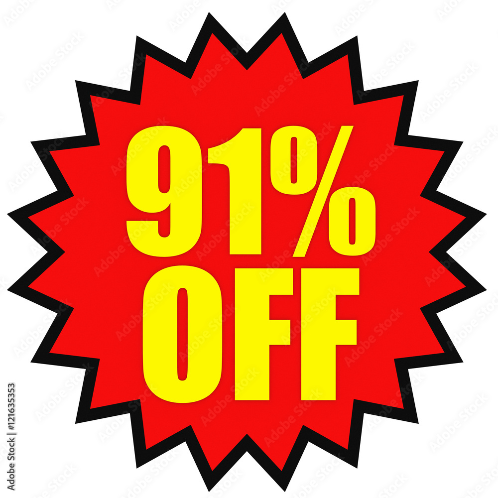 Discount 91 percent off. 3D illustration on white background. Discount 91 percent off. 3D illustration on white background.