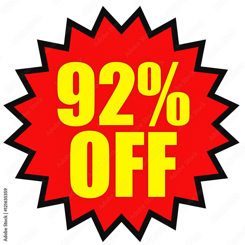 Discount 92 percent off. 3D illustration on white background. Discount 92 percent off. 3D illustration on white background.