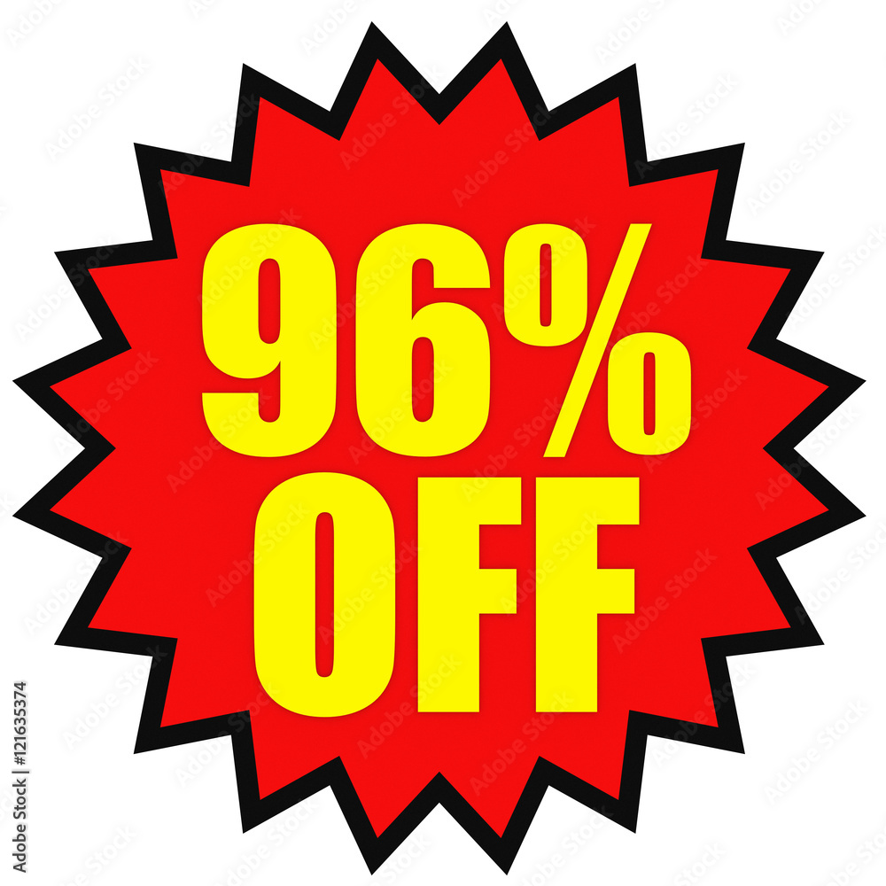 Discount 96 percent off. 3D illustration on white background. Discount 96 percent off. 3D illustration on white background.