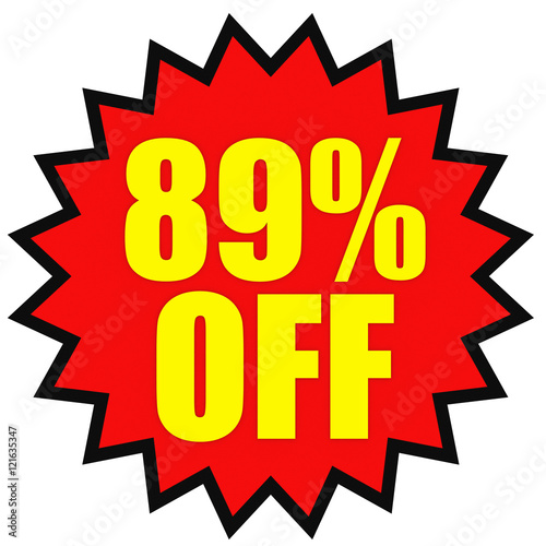 Discount 89 percent off. 3D illustration on white background.