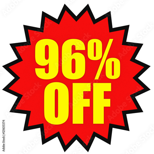 Discount 96 percent off. 3D illustration on white background.