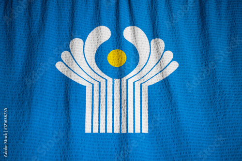 Closeup of Ruffled CIS Flag, CIS Flag Blowing in Wind