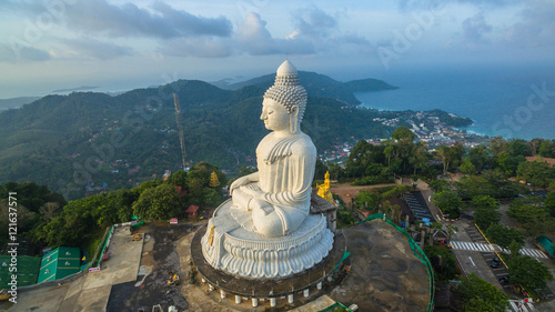 Beautiful Phuket's big Buddha in rainy season