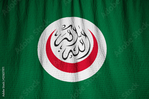 Closeup of Ruffled Organisation of Islamic Cooperation Flag, Org photo