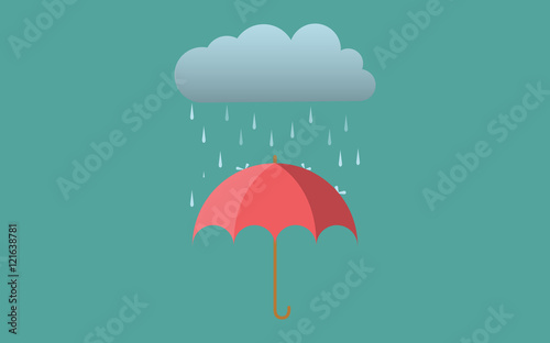 Rain umbrella dark cloud flat vector design autmn fall