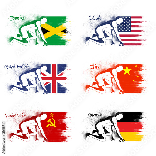Set of participant countries Flags for Sports concept.