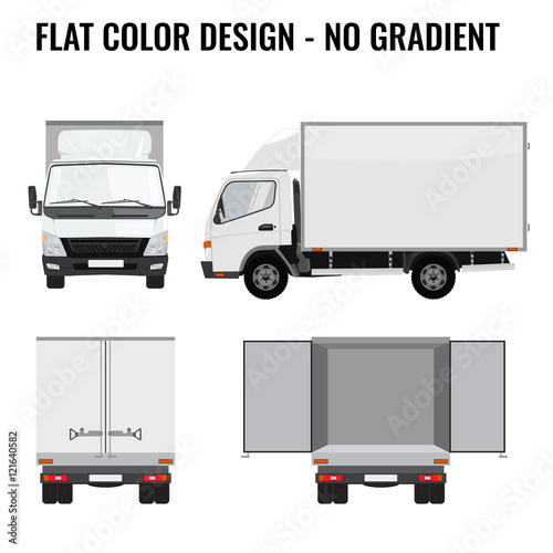 Vector small truck front side. Cargo delivery. Flat color