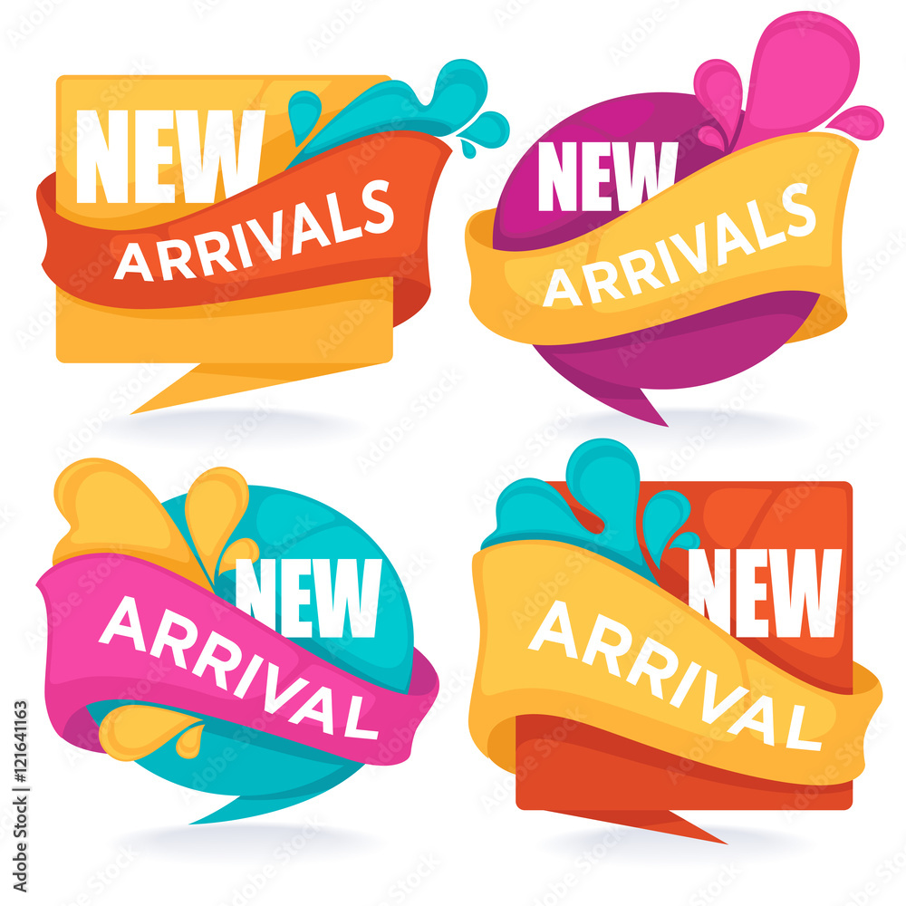 New arrivals, vector collection of bright season  tags, banners