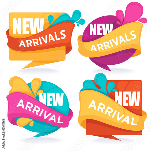 New arrivals, vector collection of bright season  tags, banners