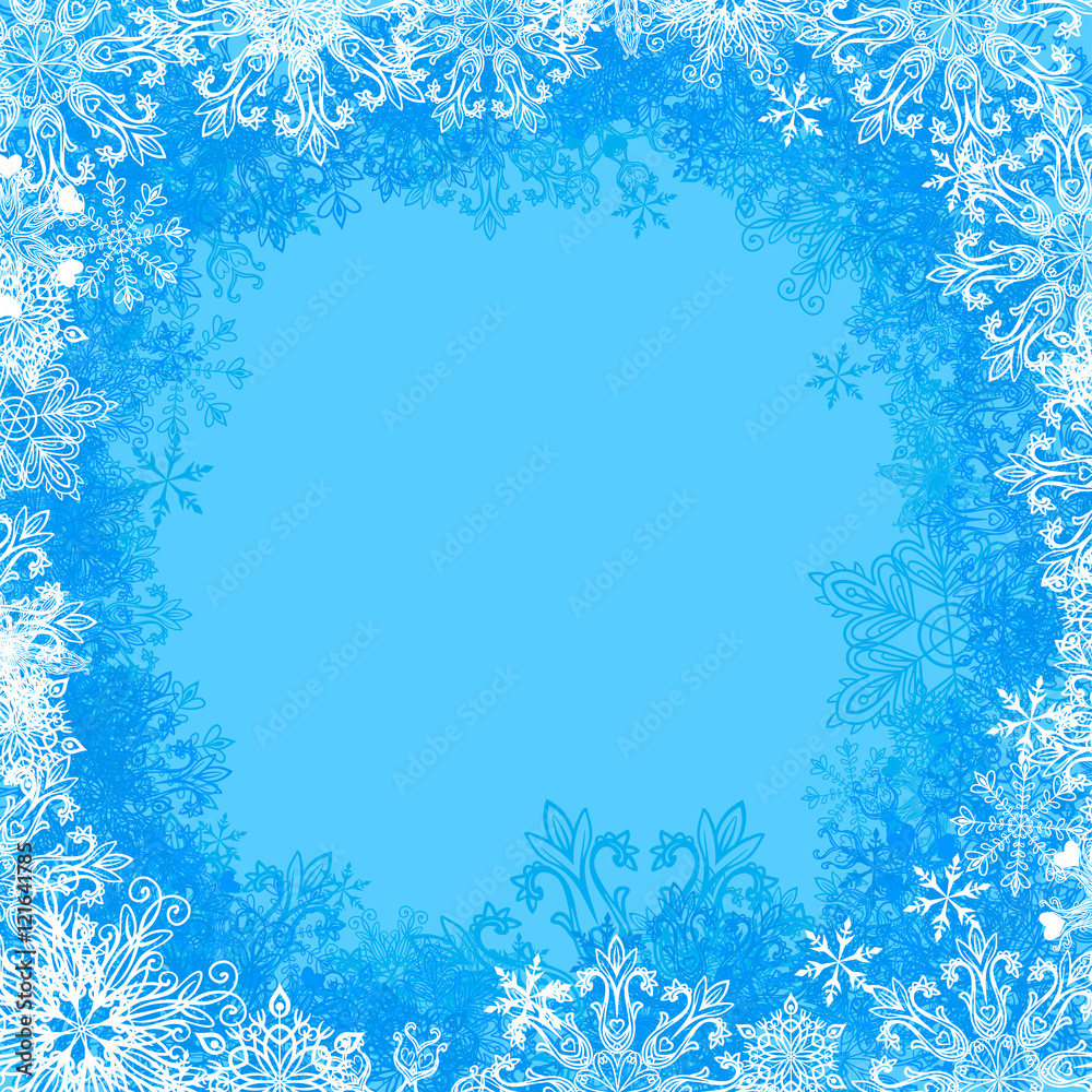 Christmas frame with snowflakes