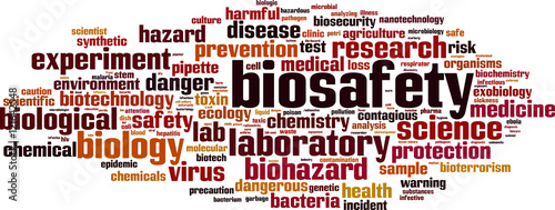 Biosafety word cloud concept. Vector illustration photo