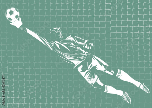 vector illustration of goalkeeper with net on background