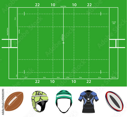 rugby field and stuff detailed illustrations photo