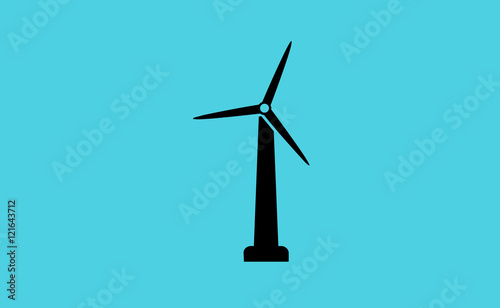 Vector wind mill on flat background