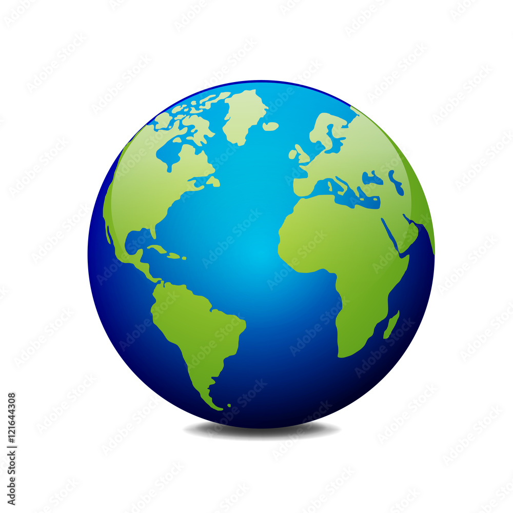 Vector globe icon of the world