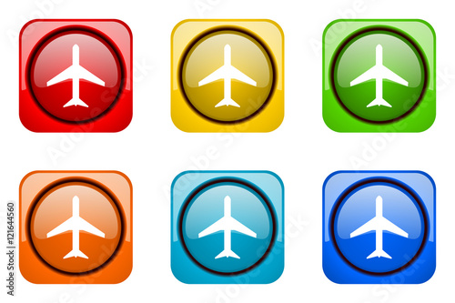 Modern web design colorful glossy plane vector icons 