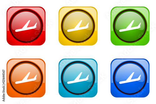 Modern web design colorful glossy plane vector icons 