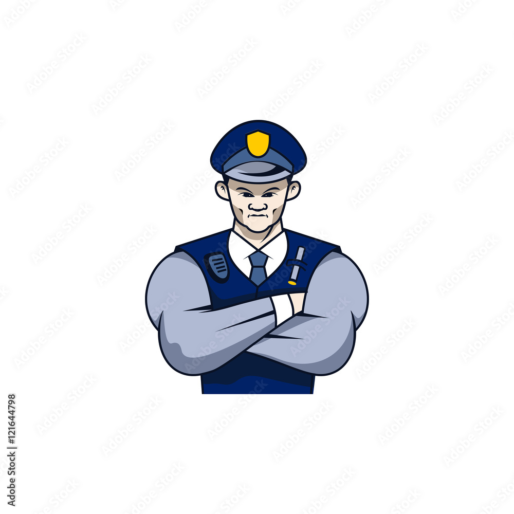 Chinese Police Security Character Illustration Logo Chinese Police Security Character Illustration Logo