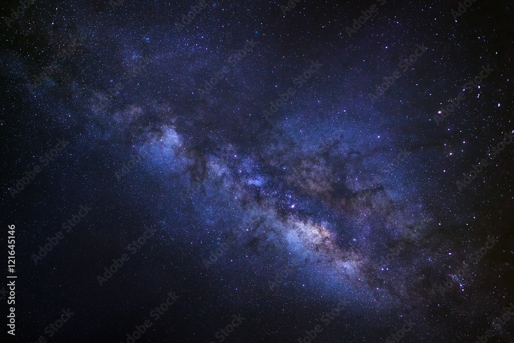 Milky Way galaxy, Long exposure photograph, with grain...