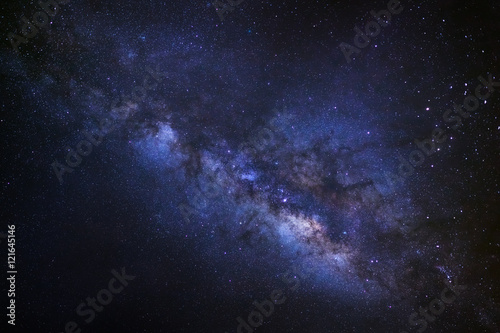 Milky Way galaxy  Long exposure photograph  with grain...