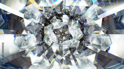 sparkling diamond macro rotating seamless loop. kaleidoscope