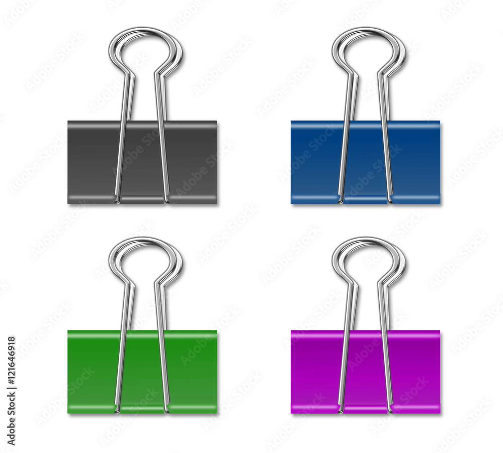 Binder clips with clipping path on white background Binder clips with clipping path on white background