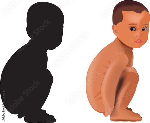 bambino di colore accovacciato