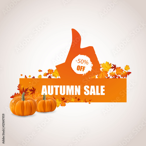 Autumn Sale Concept with Autumn Leaves Vector Illustration.

