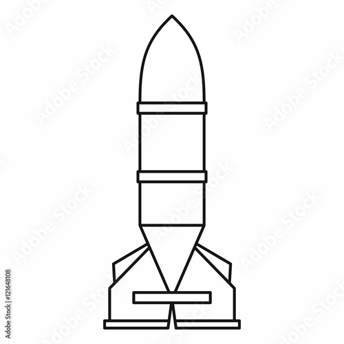 Rocket icon in outline style on a white background