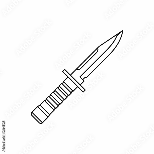Military knife icon in outline style on a white background