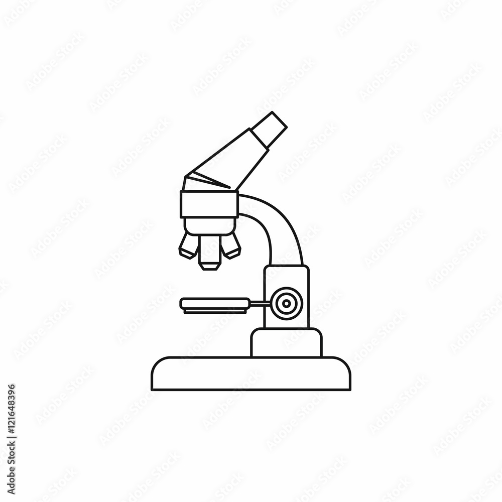 Microscope icon in outline style on a white background Microscope icon in outline style on a white background