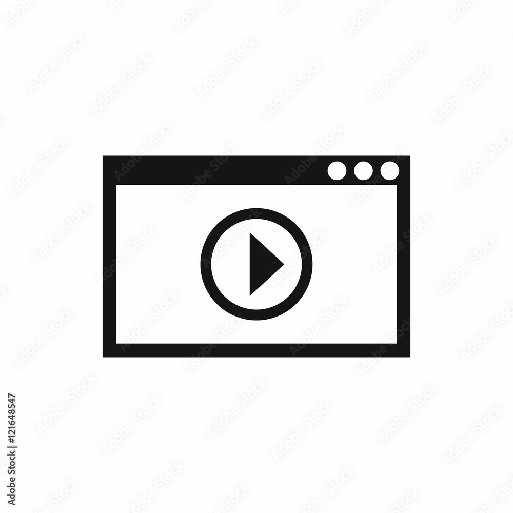 Program for video playback icon in simple style isolated on white background. Movies symbol Program for video playback icon in simple style isolated on white background. Movies symbol