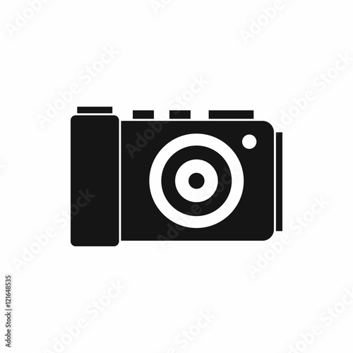 Photo camera icon in simple style isolated on white background. Shooting symbol