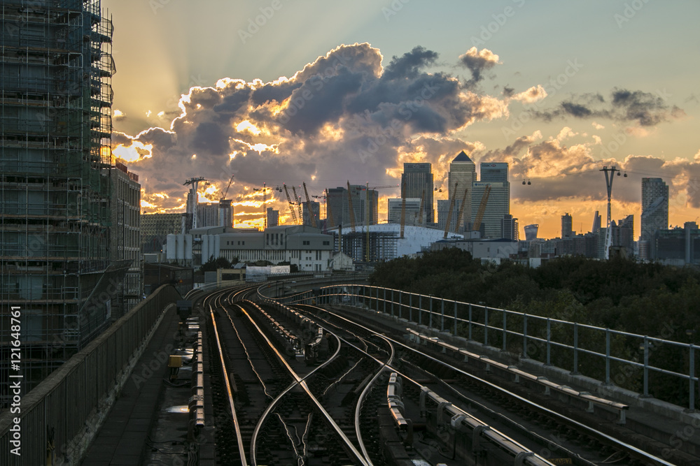 London Train Track Sundown
