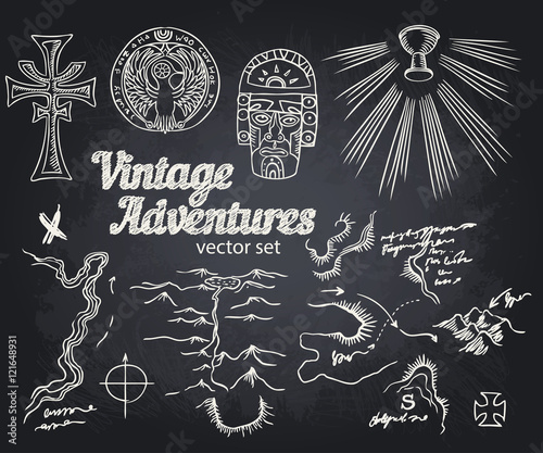 Obraz na plátně Vintage Adventures: vector set.