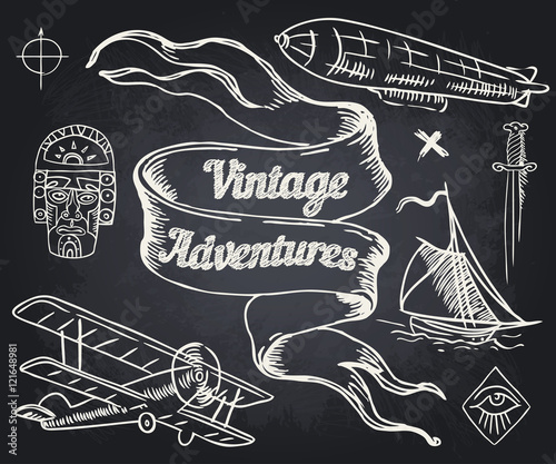 Vintage Adventures: vector set.