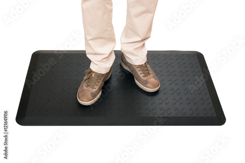 Black foot mat for sport. photo