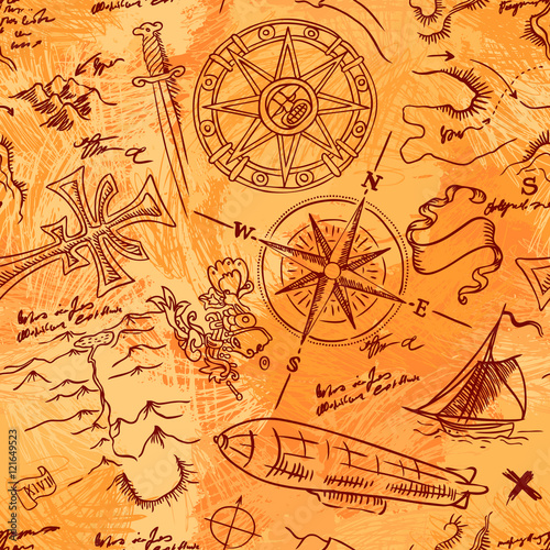 Vintage Adventures: seamless pattern.