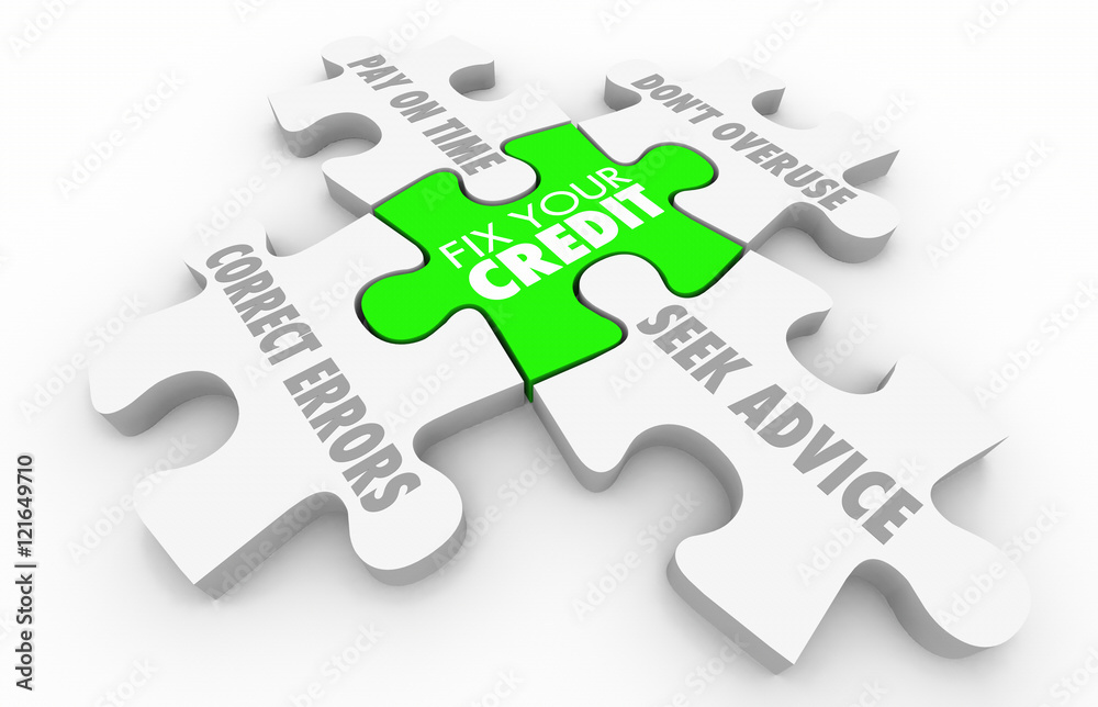 Fix Your Credit Steps Improve Score Rating Puzzle 3d Illustratio Fix Your Credit Steps Improve Score Rating Puzzle 3d Illustratio