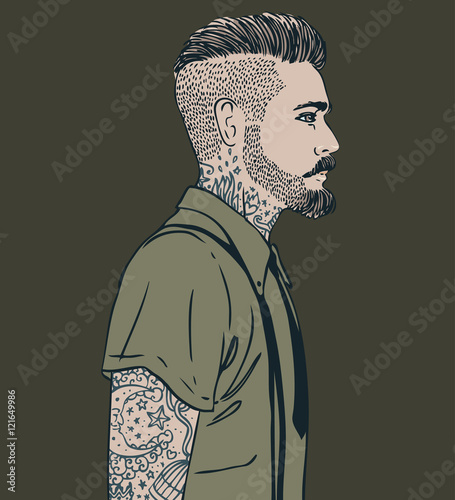 Portrait of stylish fashion bearded man