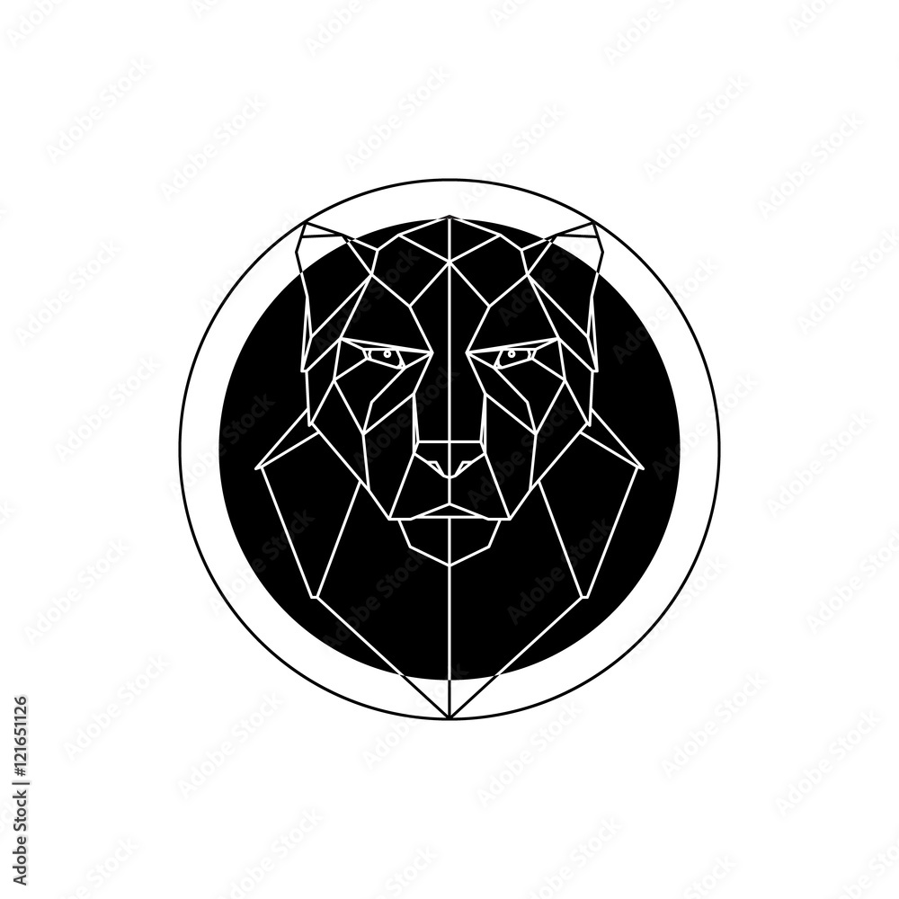 Naklejka premium Polygonal style Panther head. Vector illustration black panther on white background.