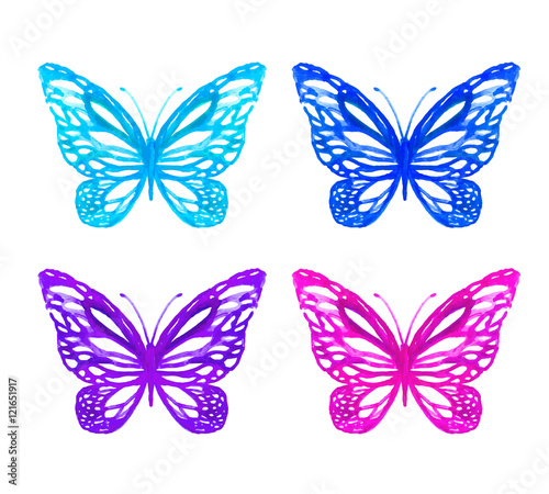 butterflies painted with watercolors