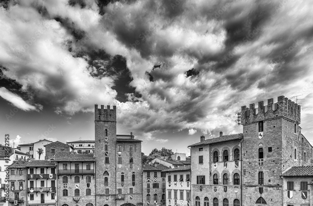 Large square in the historic center of Arezzo, Tuscany